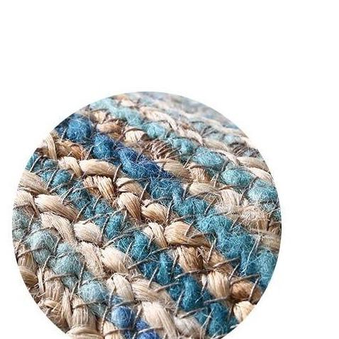 Tapis Jute Bleu Rond