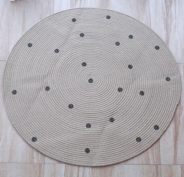 Tapis Jute Rond à Pois