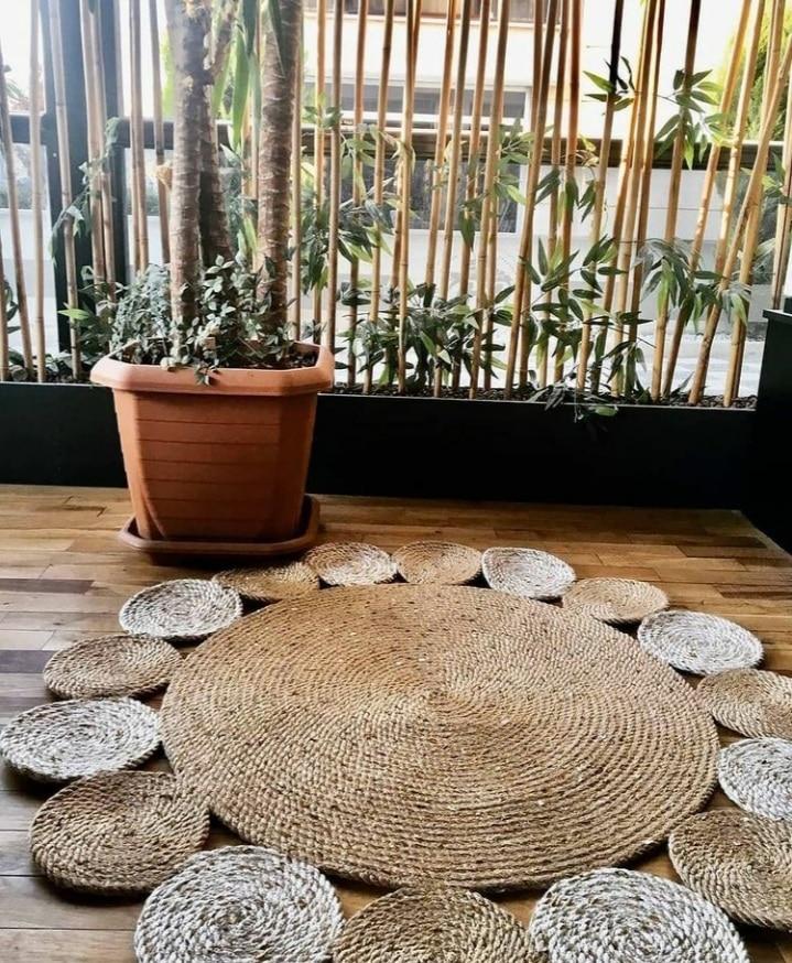 Tapis Rond Jute Bicolore